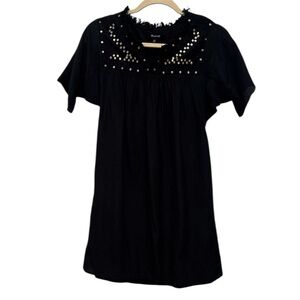 Madewell Black Silk Mini Dress with Sequin Detail XXS